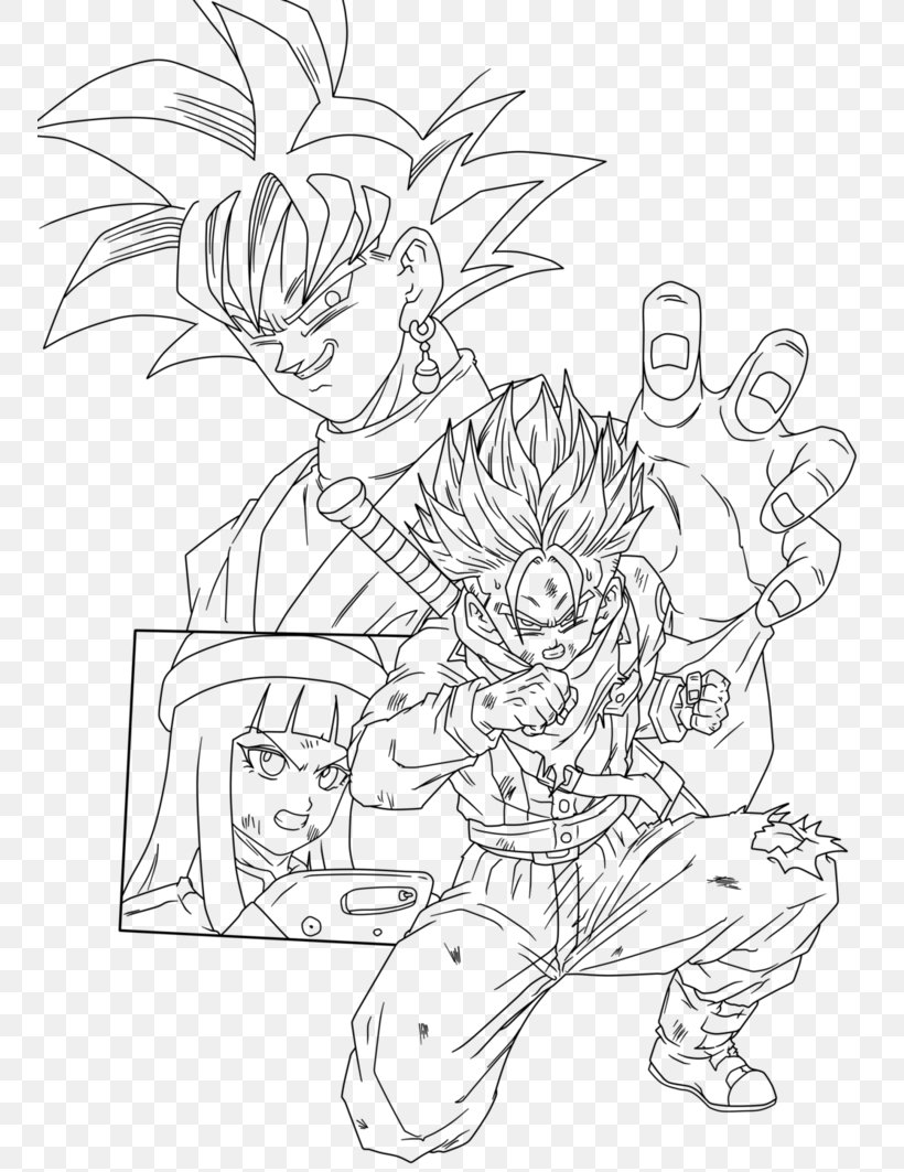 Line Art Goku Trunks Vegeta Gohan, PNG, 751x1063px, Line Art, Artwork, Bardock, Black, Black And White Download Free