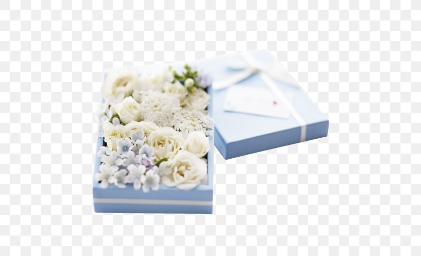 Paper Flower Gift Box Rose, PNG, 500x500px, Paper, Artificial Flower, Blue, Box, Floral Design Download Free