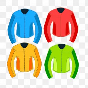 Four Cliparts - T-shirt Jacket Coat Clip Art PNG