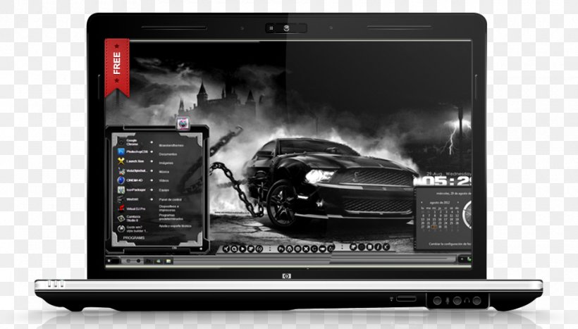 Ford Mustang Laptop Car Computer Monitors, PNG, 960x547px, Ford Mustang, Black And White, Brand, Canvas Print, Car Download Free