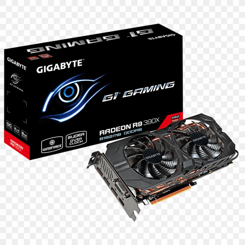 Graphics Cards & Video Adapters GDDR5 SDRAM AMD Radeon Rx 300 Series Gigabyte Technology, PNG, 1200x1200px, Graphics Cards Video Adapters, Advanced Micro Devices, Amd Radeon R9 390, Amd Radeon Rx 300 Series, Cable Download Free