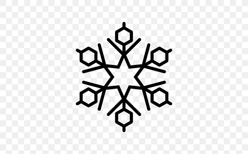 Snowflake Hexagon Symbol, PNG, 512x512px, Snowflake, Area, Black And White, Crystal, Hexagon Download Free