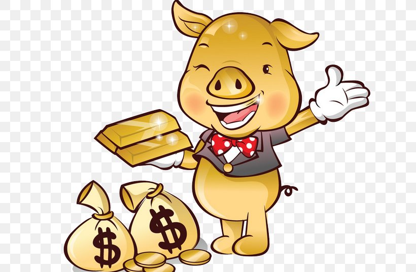 Domestic Pig Piggy Bank Gold Chinese Zodiac Illustration, PNG, 675x536px, Domestic Pig, Bank, Cartoon, Chinese Zodiac, Coin Download Free