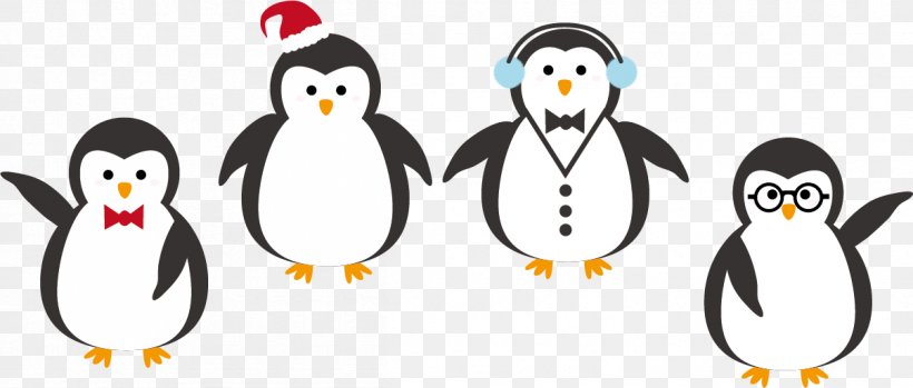 Penguin Christmas Santa Claus Clip Art, PNG, 1206x514px, Penguin, Beak, Bird, Cartoon, Christmas Download Free