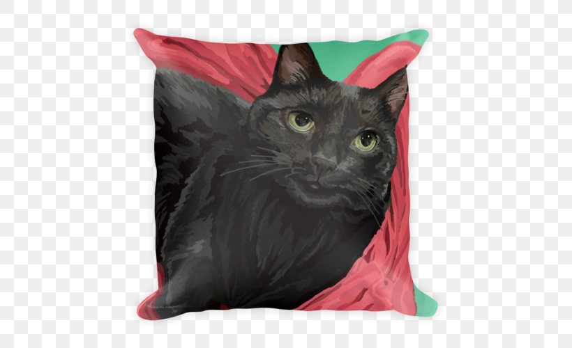 Havana Brown Whiskers Throw Pillows Cushion, PNG, 500x500px, Havana Brown, Black Cat, Cat, Cat Like Mammal, Cushion Download Free