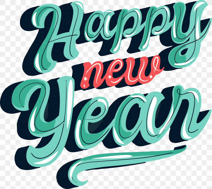 Happy New Year New Year, PNG, 2846x2540px, Happy New Year, Logo, New Year, Text, Turquoise Download Free