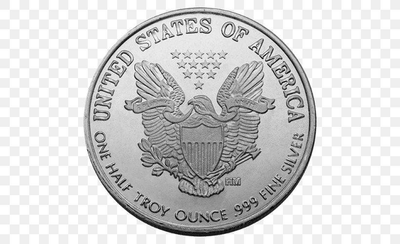 American Silver Eagle Walking Liberty Half Dollar Coin, PNG, 500x500px, American Silver Eagle, American Gold Eagle, Badge, Bullion, Bullion Coin Download Free