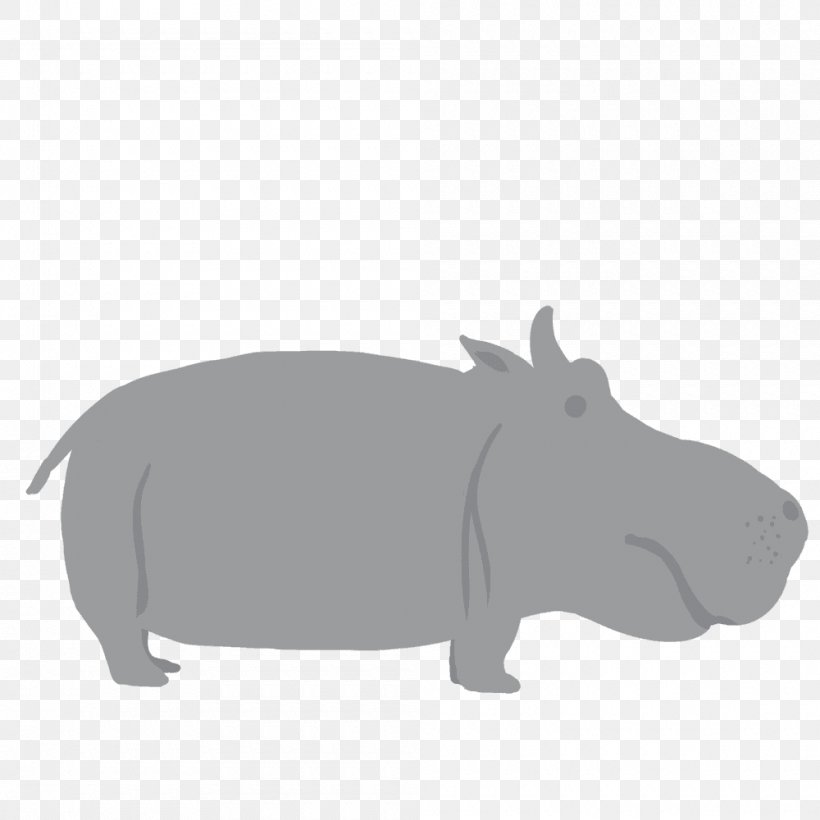 Hippopotamus Pig Rhinoceros Animal, PNG, 1000x1000px, Hippopotamus, Animal, Black And White, Canidae, Carnivora Download Free
