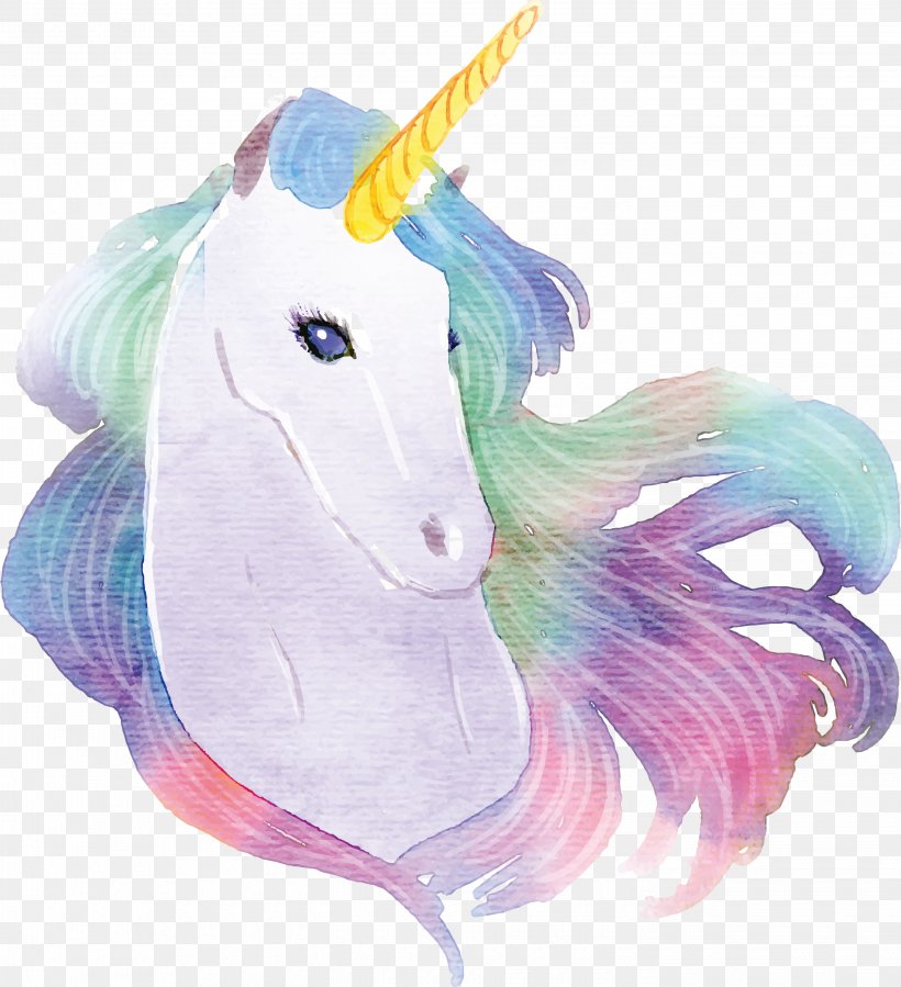 Unicorn Watercolor Painting Drawing, PNG, 2850x3126px, Unicorn, Drawing, Fictional Character, Mythical Creature, Purple Download Free
