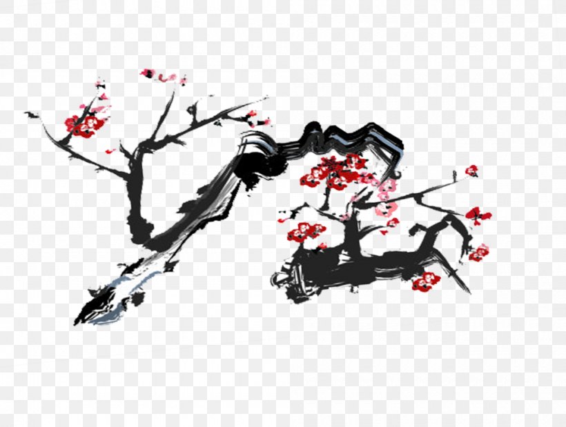 Ink Wash Painting Art Plum Blossom, PNG, 1000x756px, Ink Wash Painting, Art, Black And White, Branch, Calligraphy Download Free