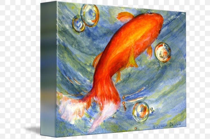 Watercolor Painting Canvas Print Oil Painting Koi, PNG, 650x541px, Painting, Acrylic Paint, Art, Artwork, Black Telescope Download Free