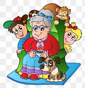 Sitting On The Chair Above The Old Man - Grandparent Grandmother Grandchild Drawing PNG