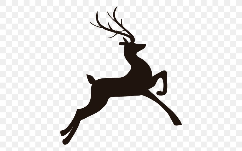 Reindeer Silhouette, PNG, 512x512px, Reindeer, Antler, Black And White, Deer, Horn Download Free