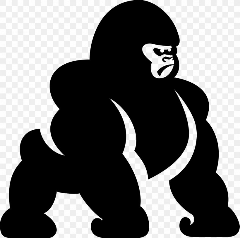 Gorilla Primate Clip Art, PNG, 981x976px, Gorilla, Black, Black And White, Fictional Character, Great Ape Download Free