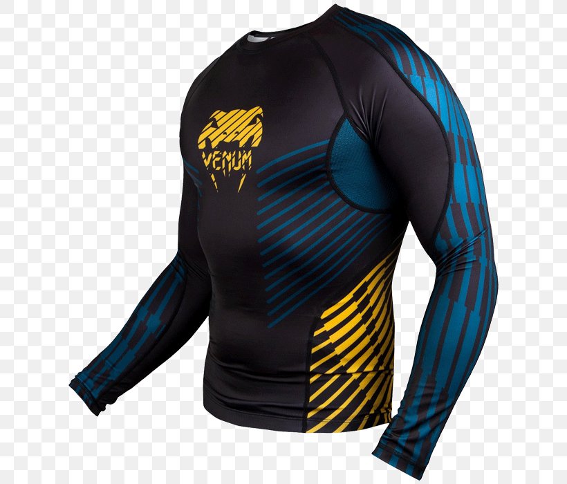 Long-sleeved T-shirt Venum Rash Guard Mixed Martial Arts, PNG, 700x700px, Tshirt, Active Shirt, Brand, Clothing, Combat Sport Download Free