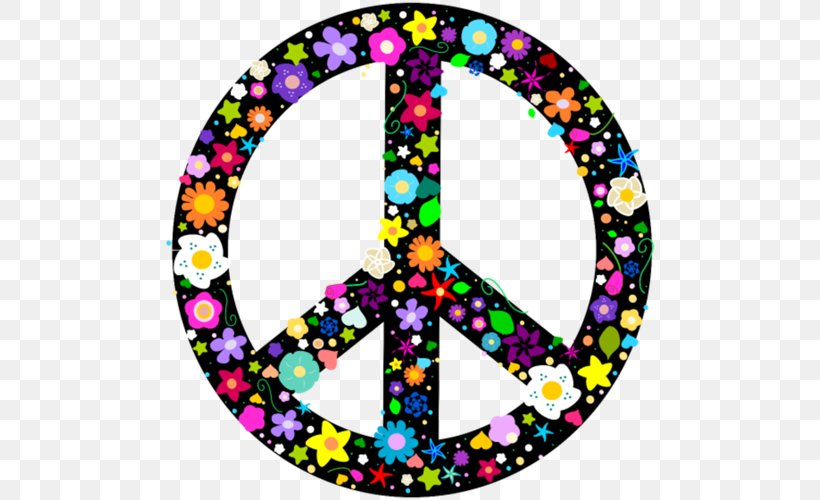 Peace Symbols Flower Power Hippie T-shirt, PNG, 500x500px, Peace Symbols, Art, Campaign For Nuclear Disarmament, Flower Power, Hippie Download Free