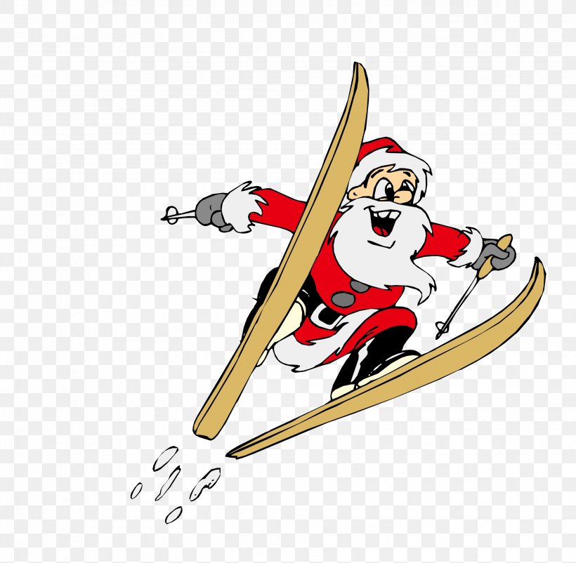 Santa Claus Alpine Skiing Clip Art, PNG, 3297x3228px, Santa Claus, Alpine Skiing, Cartoon, Christmas Gift, Crosscountry Skiing Download Free