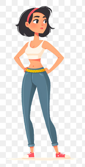 Girl Doing Weight Loss - Confident Woman In Casual Outfit PNG