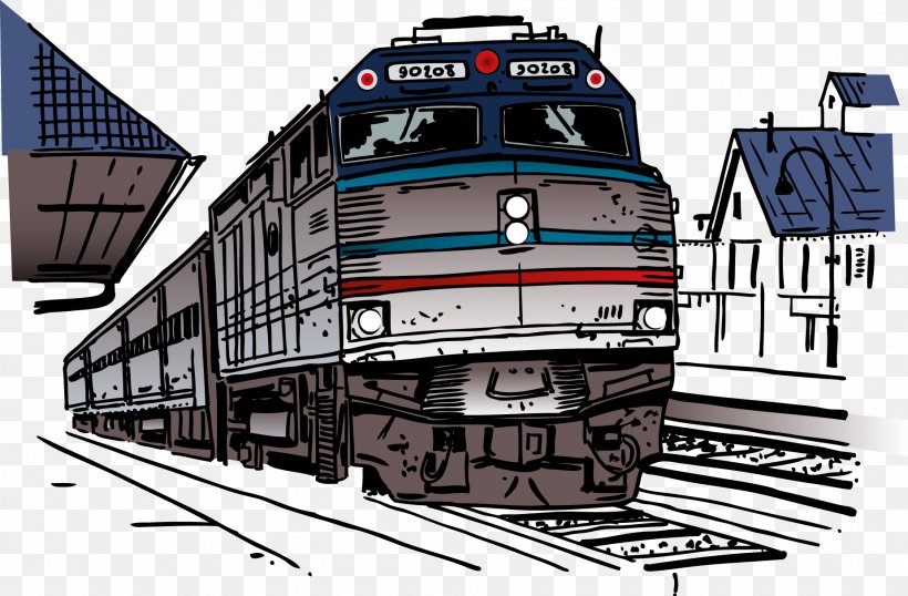 Train Rail Transport Railroad Car Clip Art, PNG, 1850x1214px, Train, Brand, Drawing, Electric Locomotive, Engineering Download Free