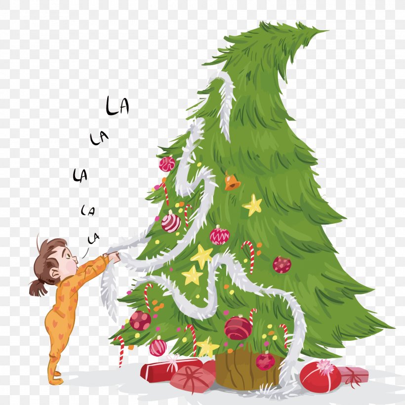 Christmas Tree Gift Illustration, PNG, 1500x1500px, Christmas Tree, Art, Child, Christmas, Christmas Decoration Download Free