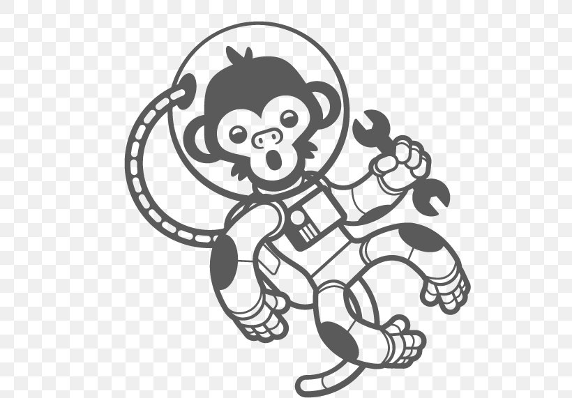 Astronaut Monkeys And Apes In Space Space Suit Outer Space, PNG, 530x571px, Watercolor, Cartoon, Flower, Frame, Heart Download Free