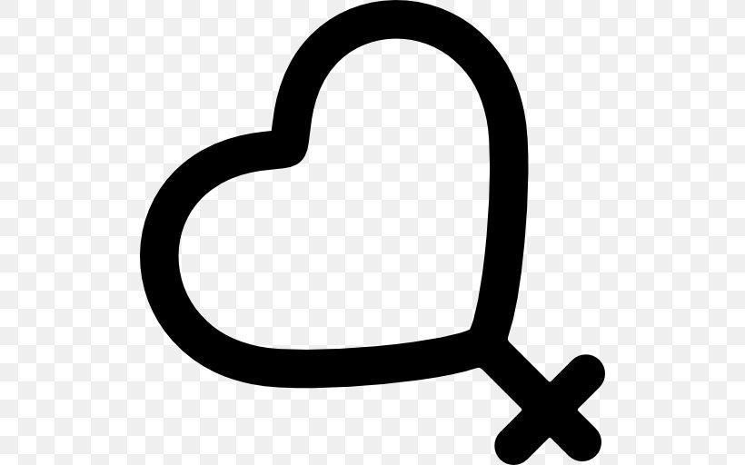 Gender Symbol Sign Female Heart, PNG, 512x512px, Gender Symbol, Area, Artwork, Black And White, Female Download Free