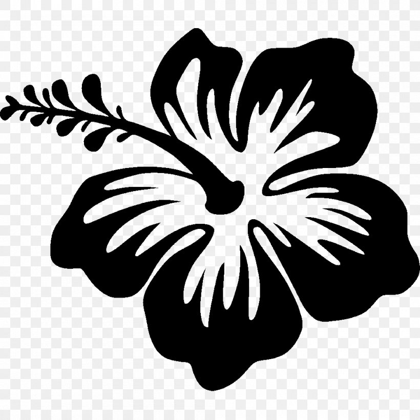 Silhouette Drawing Hibiscus, PNG, 1000x1000px, Silhouette, Art, Black And White, Drawing, Flora Download Free