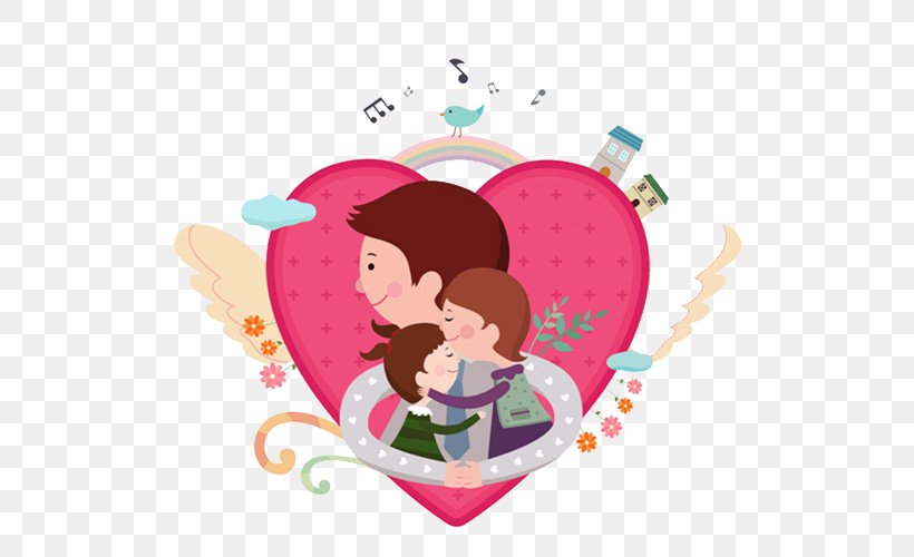 Family Love Father Daughter Illustration, PNG, 532x500px, Watercolor, Cartoon, Flower, Frame, Heart Download Free