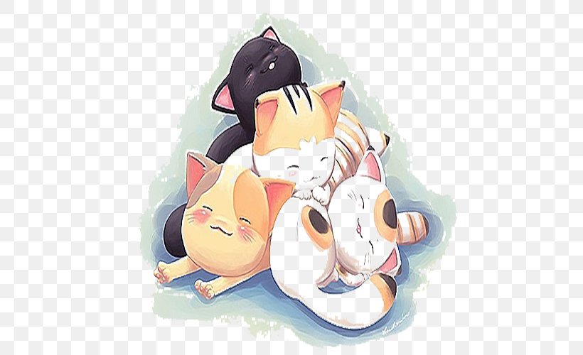 Cat Cartoon Creative Work Illustration, PNG, 552x500px, Watercolor, Cartoon, Flower, Frame, Heart Download Free