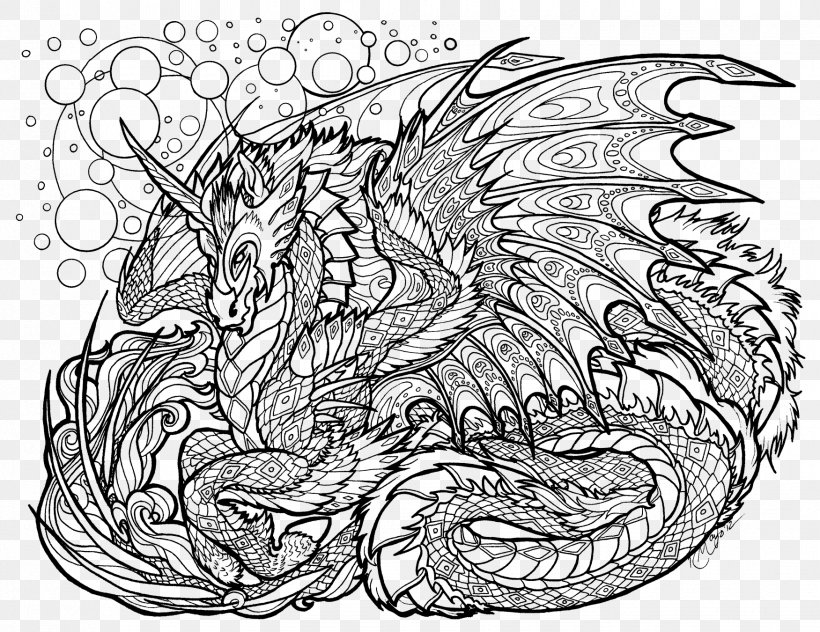 Download Coloring Book Adult Dragon Mandala Drawing, PNG ...