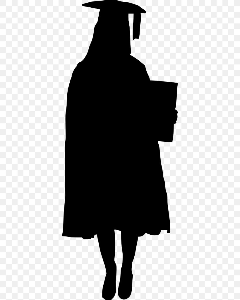 Silhouette Graduation Ceremony Clip Art, PNG, 396x1024px, Silhouette, Academic Degree, Black, Black And White, Cattle Like Mammal Download Free
