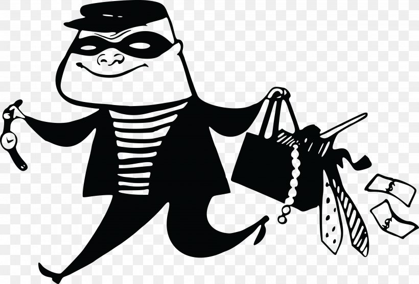 Burglary Theft Robbery Clip Art, PNG, 4000x2721px, Burglary, Art, Artwork, Black And White, Cartoon Download Free