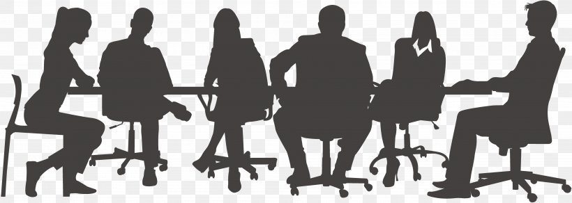 Silhouette Businessperson Meeting, PNG, 3840x1370px, Silhouette, Black And White, Brand, Business, Businessperson Download Free