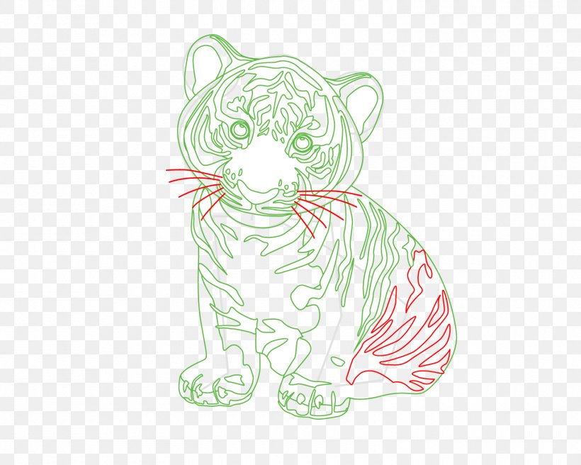 Whiskers Tiger Cat Sketch Illustration, PNG, 1500x1200px, Watercolor, Cartoon, Flower, Frame, Heart Download Free