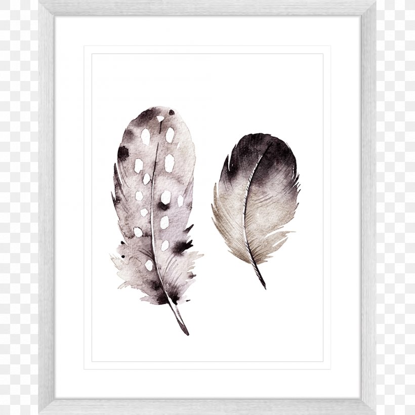 Picture Frames Feather Black White Printing, PNG, 1000x1000px, Picture Frames, Black, Black And White, Color, Feather Download Free