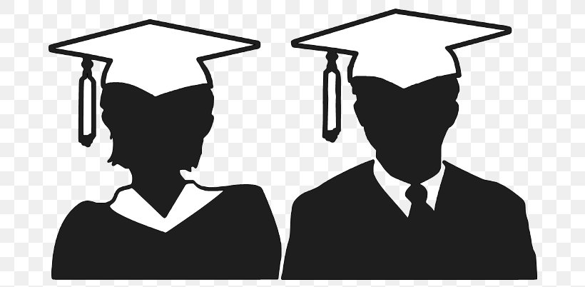 Graduation Ceremony Silhouette Royalty-free Stock Photography, PNG, 708x402px, Graduation Ceremony, Black And White, Brand, Communication, Conversation Download Free