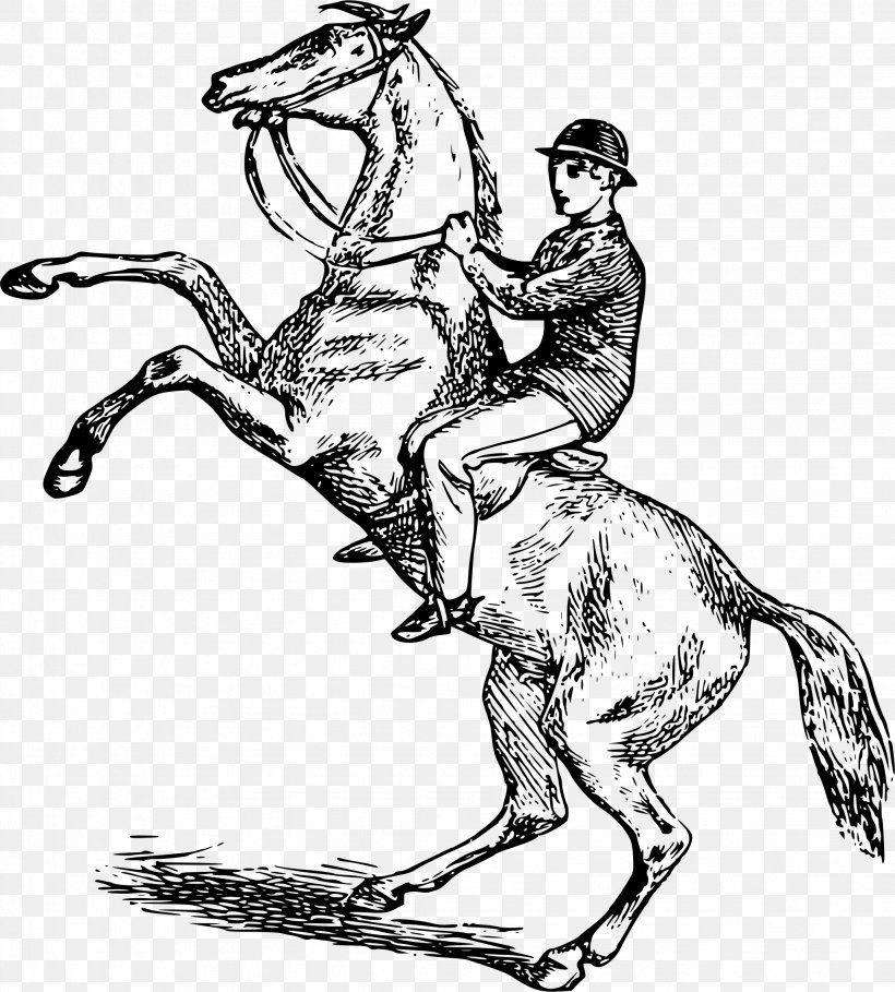 Horse Equestrian Rearing Clip Art, PNG, 2047x2271px, Horse, Art, Artwork, Bit, Black And White Download Free