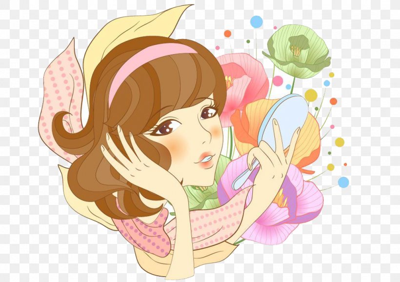 Make-up Cartoon Bijin, PNG, 1024x723px, Watercolor, Cartoon, Flower, Frame, Heart Download Free