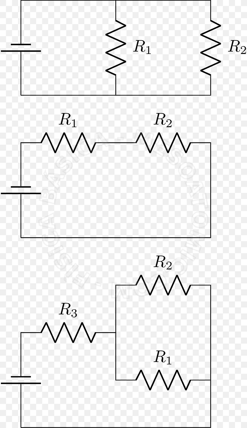 Resistor Series And Parallel Circuits Electrical Network Voluntary Association Circuit En Parallèle, PNG, 814x1420px, Resistor, Area, Black And White, Capacitor, Diagram Download Free