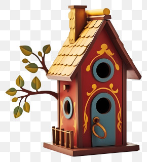 Realistic Style Birdhouse - Colorful Wooden Birdhouse PNG