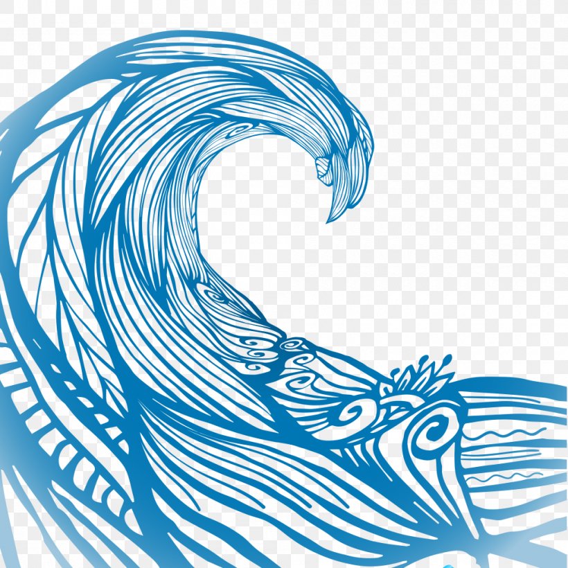 Wave Vector Euclidean Vector Royalty-free, PNG, 1000x1000px, Wave Vector, Aqua, Black And White, Blue, Capillary Wave Download Free