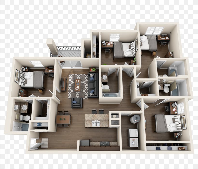 The Hudson Floor Plan Apartment Davie House, PNG, 4096x3510px, Hudson, Apartment, Bedroom, Building, Davie Download Free