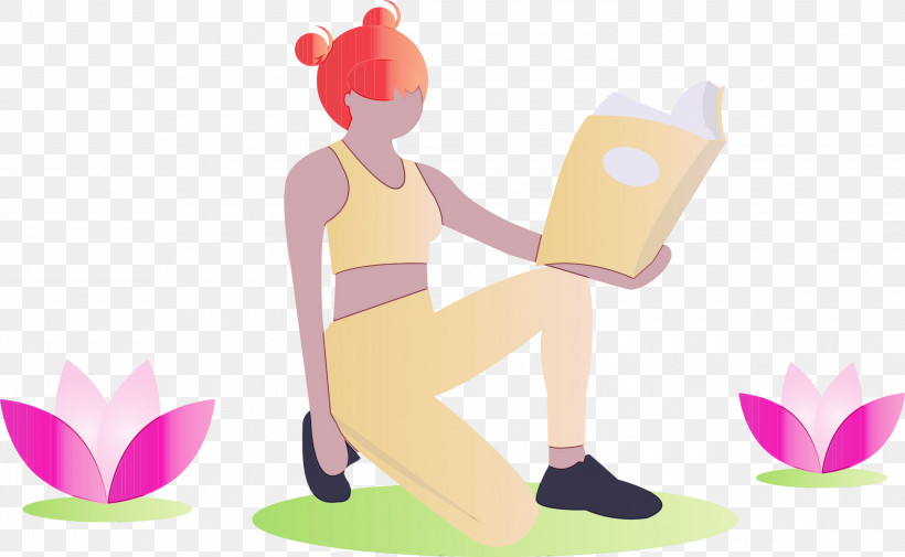 Cartoon Finger Sitting, PNG, 3000x1850px, Reading Book, Cartoon, Fashion, Finger, Girl Download Free