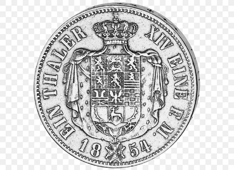 Commemorative Coin Thaler Silver Medal, PNG, 600x598px, Coin, Animal, Badge, Black And White, Braunschweig Download Free