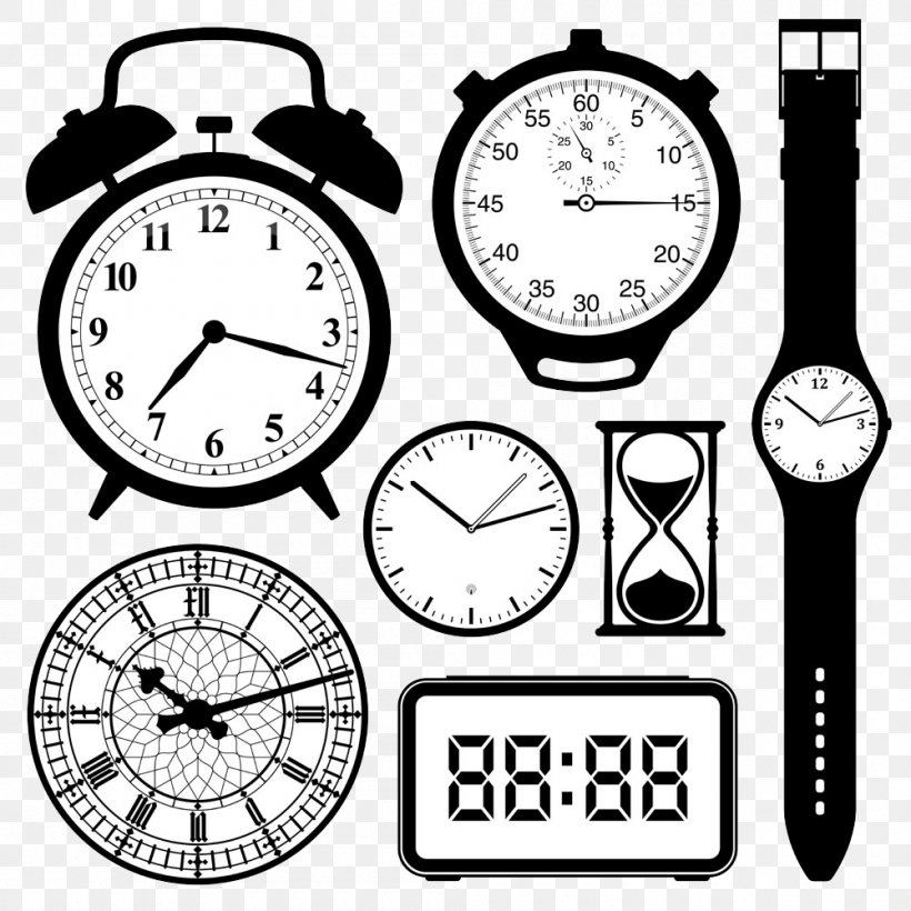 Watch Clock Hourglass Stock Photography, PNG, 1000x1000px, Watch, Analog Watch, Black And White, Brand, Clock Download Free