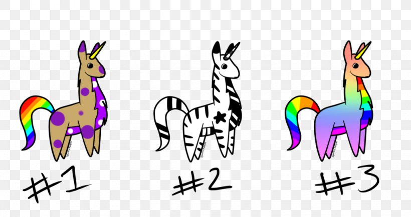 Unicorn Giraffe Llama Alpaca, PNG, 1024x542px, Unicorn, Alpaca, Art, Deer, Fauna Download Free