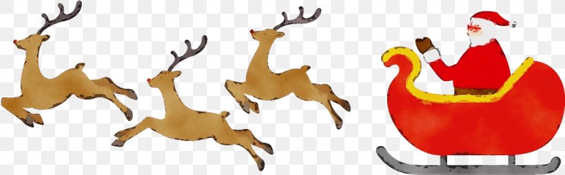 Reindeer, PNG, 1026x320px, Watercolor, Animal Figure, Deer, Paint, Reindeer Download Free