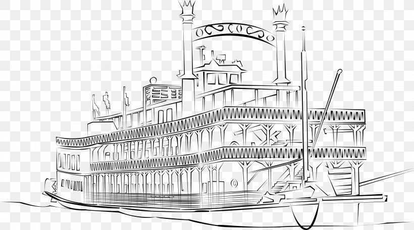 Steamboat Paddle Wheel Riverboat Clip Art, PNG, 3138x1742px, Steamboat, Artwork, Black And White, Boat, Drawing Download Free