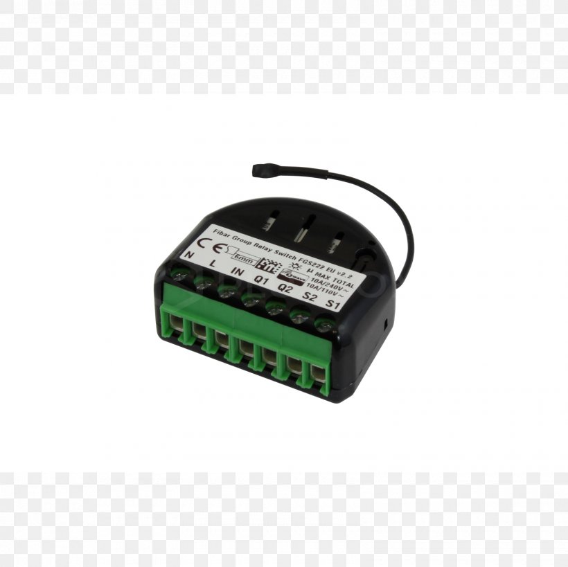 Latching Relay Electrical Switches Fibar Group Z-Wave, PNG, 1600x1600px, Relay, Ac Adapter, Adapter, Alternating Current, Dimmer Download Free