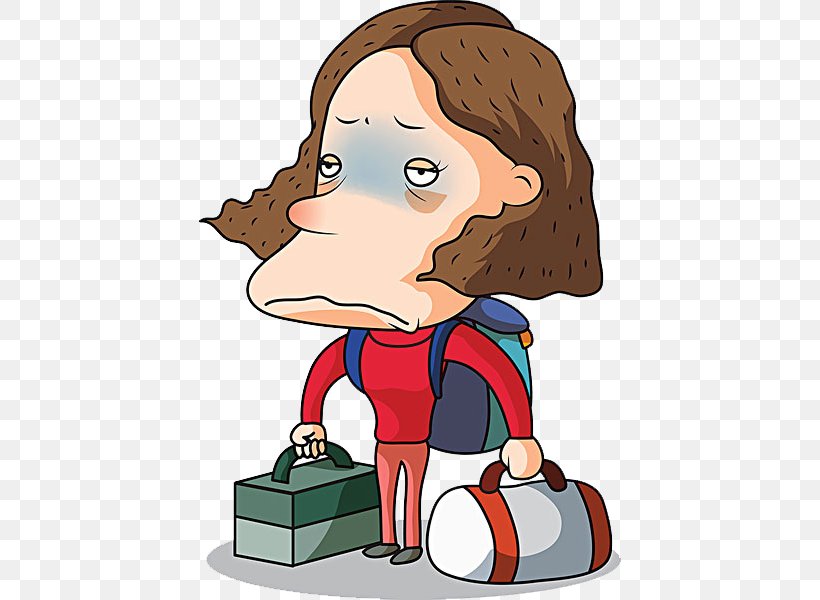 Woman With A Bag Illustration, PNG, 422x600px, Woman With A Bag, Art, Boy, Cartoon, Cheek Download Free